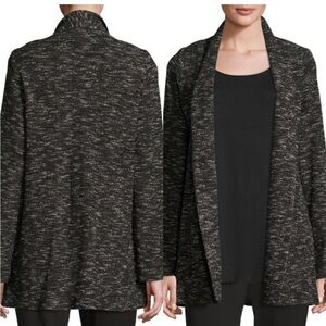 Eileen Fisher Charcoal Gray Cotton Tweed Cardigan/Blazer sz 1X